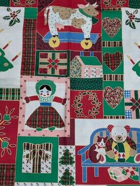 Colorful Vintage Cotton Fabric with a Christmas Theme - 45"x1.83 Yards Unused